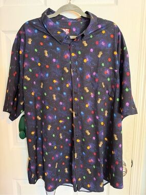 Marvel Infinity Gauntlet RSVLTS Short-Sleeve Button-Up Shirt in Navy Galaxy